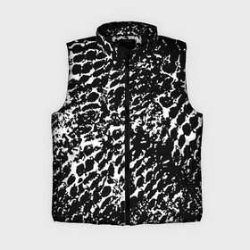 Женский жилет утепленный 3D с принтом Хаос белого на черном в Тюмени,  |  | абстракция | краска | мазки | паутина | принт | пятна | разводы | раскраска | рисунок | сетка | текстура | узор | хаотичный | чб | черно белое