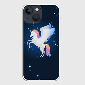 Чехол для iPhone 13 mini с принтом Милый пегас единорог с радужной гривой в Тюмени,  |  | horse | pony | rainbow | unicorn | аликорн | волшебно | единорог | единороги | звезды | крылья | лошадь | ночь | пегас | пони | радуга | рог | юникорн