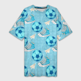 Платье-футболка 3D с принтом Юный футболист в Тюмени,  |  | мальчик | мяч | футбол | футболист | футбольный мяч | школьник