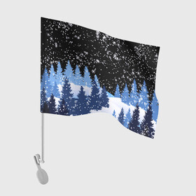 Флаг для автомобиля с принтом Снежная ночь в зимнем лесу в Тюмени, 100% полиэстер | Размер: 30*21 см | christmas | christmas tree | happy new year | merry christmas | new year | snow | snowflakes | tree | белый снег | декабрь | ёлка | елки | зима | зима близко | зимний орнамент | зимний узор | лес | моро | новый год | пейзаж | подарок | природа