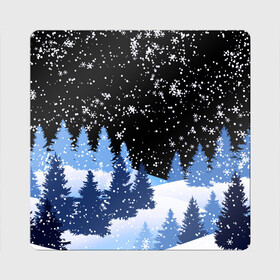 Магнит виниловый Квадрат с принтом Снежная ночь в зимнем лесу в Тюмени, полимерный материал с магнитным слоем | размер 9*9 см, закругленные углы | Тематика изображения на принте: christmas | christmas tree | happy new year | merry christmas | new year | snow | snowflakes | tree | белый снег | декабрь | ёлка | елки | зима | зима близко | зимний орнамент | зимний узор | лес | моро | новый год | пейзаж | подарок | природа