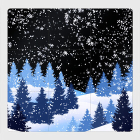 Магнитный плакат 3Х3 с принтом Снежная ночь в зимнем лесу в Тюмени, Полимерный материал с магнитным слоем | 9 деталей размером 9*9 см | Тематика изображения на принте: christmas | christmas tree | happy new year | merry christmas | new year | snow | snowflakes | tree | белый снег | декабрь | ёлка | елки | зима | зима близко | зимний орнамент | зимний узор | лес | моро | новый год | пейзаж | подарок | природа
