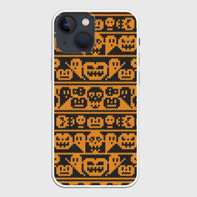 Чехол для iPhone 13 mini с принтом Свитер с тыквами в Тюмени,  |  | Тематика изображения на принте: halloween | вязанный | вязаный | привидение | свитер | скелет | тыквы | узор | хэллоуин | череп
