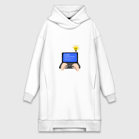 Платье-худи хлопок с принтом Создание компьютерной программы в Тюмени,  |  | компьютер | лампочка | программа | программист | профессия | руки | текст