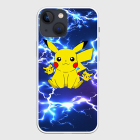 Чехол для iPhone 13 mini с принтом ПИКАЧУ НА ФОНЕ МОЛНИЙ   PIKACHU FLASH в Тюмени,  |  | Тематика изображения на принте: flash | pika | pika pika | pikachu | pokemon | детектив пикачу | молнии | пика | пикачу | покемон | текстура