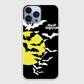 Чехол для iPhone 13 Pro Max с принтом Летучие мыши на Хэллоуин в Тюмени,  |  | bats | black | happy halloween | moon | night | sky | yellow | желтая | летучие мыши | луна | небо | ночь | праздник | хэллоуин | черное