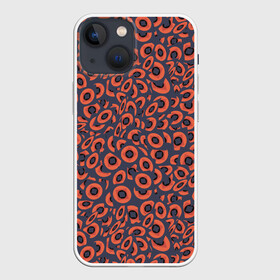 Чехол для iPhone 13 mini с принтом Абстракция квадраты и круги в Тюмени,  |  | abstraction | shapes | squares | абстракция | квадраты | круги | оранжевый | принт | серый | фигуры | черный