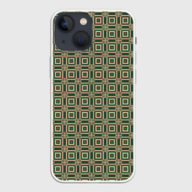 Чехол для iPhone 13 mini с принтом Абстракция из зеленых квадратов в Тюмени,  |  | abstraction | shapes | squares | абстракция | желтый | зеленый | квадраты | коричневый | молодежный | принт | узор | фигуры