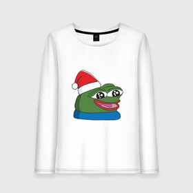 Женский лонгслив хлопок с принтом Pepe, pepe happy, Пепе хеппи, pepe happy new year в Тюмени, 100% хлопок |  | frog pepe | happy | happy new year | mem | meme | peepo | pepe | pepe happy | pepe happy new year | лягушка пепе | лягушонок | лягушонок пепе | пепе хеппи | хеппи