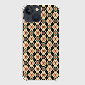 Чехол для iPhone 13 mini с принтом Абстракция из бежевых и зеленых кругов в Тюмени,  |  | abstraction | circles | shapes | абстракция | бежевый | зеленый | коричневый | круги | молодежный | принт | узор | фигуры