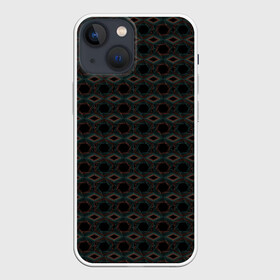 Чехол для iPhone 13 mini с принтом Абстракция из многоугольников и линий в Тюмени,  |  | abstraction | lines | polygons | абстракция | бирюзовый | коричневый | линии | многоугольники | молодежный | фигуры | черный
