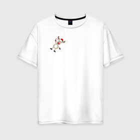 Женская футболка хлопок Oversize с принтом Новогодний Олень в Тюмени, 100% хлопок | свободный крой, круглый ворот, спущенный рукав, длина до линии бедер
 | deer | merry christmas | веселого рождества | минимализм | рождество