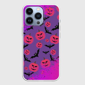 Чехол для iPhone 13 Pro с принтом HALLOWEEN NEON в Тюмени,  |  | bat | gourd | halloween | haloween | melon | neon | pumpkin | squash | неон | тыква | хеллоин | хеллоуин | хелоин | хэллоуин