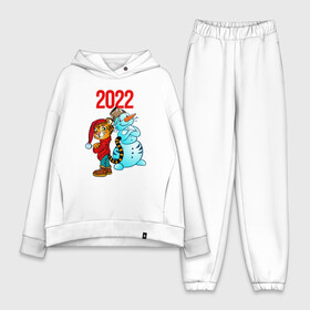 Женский костюм хлопок Oversize с принтом Тигр и снеговик 2022 в Тюмени,  |  | 2022 | год тигра | новый год | новый год 2022 | символ года | тигр | тигренок | тигрица | тигры