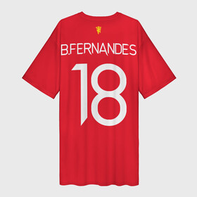 Платье-футболка 3D с принтом Бруну Фернандеш форма Манчестер Юнайтед 2021 2022 в Тюмени,  |  | bruno | fernandes | football | бруну фернандеш | домашняя | манчестер юнайтед | фернандеш | форма | футбол