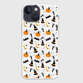 Чехол для iPhone 13 mini с принтом Patern Halloween 5 в Тюмени,  |  | Тематика изображения на принте: 31 | bones | holiday | skull | spider | witches