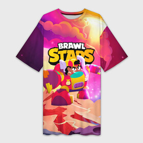 Платье-футболка 3D с принтом Опасная Meg Brawl Stars в Тюмени,  |  | brawl | brawl stars | brawlstars | mec | meg | бравл | бравлстарс | мег | мек | мэг | мэк