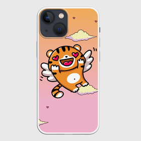 Чехол для iPhone 13 mini с принтом милый влюбленный тигренок в Тюмени,  |  | Тематика изображения на принте: 2022 | год тигра | новый год | новый год 2022 | символ года | тигр | тигренок | тигрица | тигры