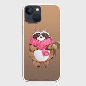 Чехол для iPhone 13 mini с принтом акварельный енотик в Тюмени,  |  | raccoon cartoon animal | акварель | детский | енот | мультипликационный персонаж | мультяшка | ребенок | рисунок
