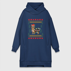 Платье-худи хлопок с принтом Рождественский свитер Йоркшик в Тюмени,  |  | christmas | ugly sweater | вечеринка | йорк | йоркширский терьер | новый год | праздники | рождественский свитер | рождество | собака | собачка | уродливый свитер
