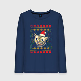 Женский лонгслив хлопок с принтом Рождественский свитер кашляющий кот в Тюмени, 100% хлопок |  | christmas | coughing cat | ugly sweater | вечеринка | кашляющий кот | кот мем | котик | новогодние праздники | новый год | рождественский свитер | рождество | уродливый свитер