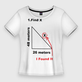 Женская футболка 3D Slim с принтом Как у Тома Холланда) в Тюмени,  |  | find x | i found x | мем | найти x | прикол | теорема пифагора | том холланд
