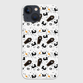 Чехол для iPhone 13 mini с принтом Patern Halloween 16 в Тюмени,  |  | Тематика изображения на принте: 31 | bones | holiday | skull | spider | witches