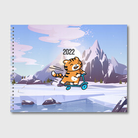 Альбом для рисования с принтом Тигренок  на  самокате в Тюмени, 100% бумага
 | матовая бумага, плотность 200 мг. | 2022 | год тигра | новый год | новый год 2022 | символ года | тигр | тигренок | тигрица | тигры
