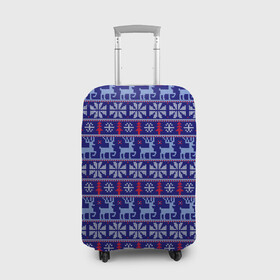 Чехол для чемодана 3D с принтом Very merry christmas and happy new year в Тюмени, 86% полиэфир, 14% спандекс | двустороннее нанесение принта, прорези для ручек и колес | Тематика изображения на принте: вязание | новый год | олень | рождество | снежинка