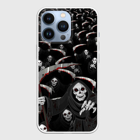 Чехол для iPhone 13 Pro с принтом Жнецы идут в Тюмени,  |  | halloween | коса | с косой | скелет | толпа | хэллоуин | череп