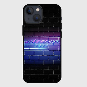 Чехол для iPhone 13 mini с принтом Cyberpunk 2077 | Neon в Тюмени,  |  | Тематика изображения на принте: 2077 | cyberpunk | cyberpunk 2077 | neon | nofun | кирпич | надпись | надпись на стене