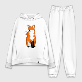 Женский костюм хлопок Oversize с принтом Хитрая лиса с довольной мордой в Тюмени,  |  | animals | fox | red fox | животные | зверюшки | лесные животные | лиса | лисенок | лисица | лисичка | милые создания | мультяшные | няшные | рыжая лиса