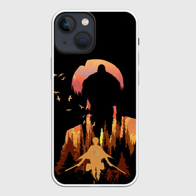 Чехол для iPhone 13 mini с принтом Леви и титан в Тюмени,  |  | акерман | атака титанов | звереподобный титан | леви | силуэт титана