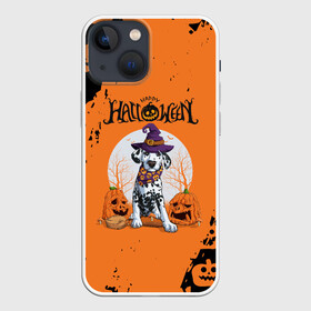 Чехол для iPhone 13 mini с принтом Далматинец в шляпе | Хэллоуин в Тюмени,  |  | dog | dog halloween | halloween | haloween | далматинец | далматинец в шляпе | долматинец | долмотинец | собака | собака в шапке | хеллоин | хеллоуин | хелоин | хелоуин | хэллоин | хэллоуин | хэлоин | хэлоуин