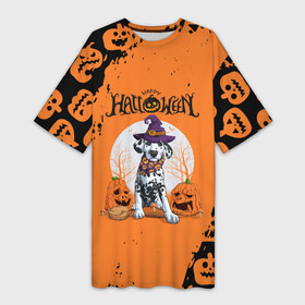 Платье-футболка 3D с принтом Далматинец в шляпе  Хэллоуин в Тюмени,  |  | dog | dog halloween | halloween | haloween | далматинец | далматинец в шляпе | долматинец | долмотинец | собака | собака в шапке | хеллоин | хеллоуин | хелоин | хелоуин | хэллоин | хэллоуин | хэлоин | хэлоуин