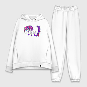 Женский костюм хлопок Oversize с принтом Сладкий единорожка в Тюмени,  |  | baby | cute | horse | kids | little unicorn | magic | pony | rainbow | unicorn | детеныш | единорог | единорог радуга | единорожка | животные | конь | лошадка | лошадь | маленький единорог | малыш | милый | няшный | пони | радуга