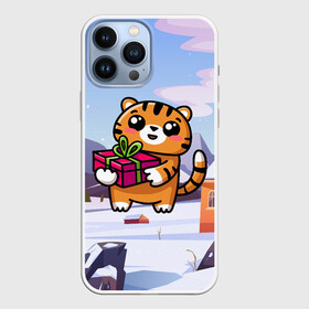 Чехол для iPhone 13 Pro Max с принтом Новогодний тигренок с подарком в Тюмени,  |  | 2022 | год тигра | новый год | новый год 2022 | символ года | тигр | тигренок | тигрица | тигры