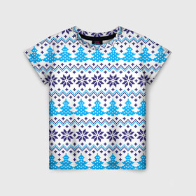 Детская футболка 3D с принтом Сибирская зима 2022 в Тюмени, 100% гипоаллергенный полиэфир | прямой крой, круглый вырез горловины, длина до линии бедер, чуть спущенное плечо, ткань немного тянется | елка | зима | россия | сибирь | снежинка