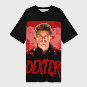 Платье-футболка 3D с принтом Dexter Декстер портрет постер в Тюмени,  |  | blood | dexter | dexter morgan | декстер | кровь | майами | мясник | постер | правосудие | судмедэксперт
