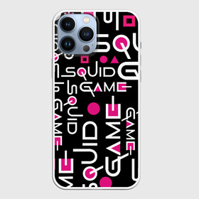 Чехол для iPhone 13 Pro Max с принтом SQUID GAME ЛОГО PINK в Тюмени,  |  | 001 | 067 | 456 | netflix | pink | squid game | игра | игра в кальмара | квадрат | круг | нетфликс | распорядитель | сериал | стражи | треугольник