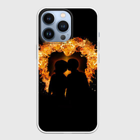 Чехол для iPhone 13 Pro с принтом Пара в огненном сердце в Тюмени,  |  | Тематика изображения на принте: heart | love | влюбленные | любовь | огонь | пара | пламя | сердце