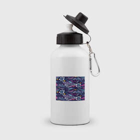 Бутылка спортивная с принтом Фиолетовый паттерн в Тюмени, металл | емкость — 500 мл, в комплекте две пластиковые крышки и карабин для крепления | космос | паттерн | фиолетовый | футболка | цвета