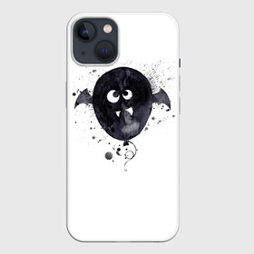 Чехол для iPhone 13 с принтом Шарик летайка (белый, полиэстер) в Тюмени,  |  | fun | helloween | party | scary | вечеринка | день | духи | мрачно | оригинальный | подарок | праздник | привидение | пугать | святые | тыква | ужас | хэллоуин | черный | шарик