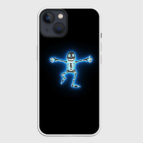 Чехол для iPhone 13 с принтом неоновый скелетик в Тюмени,  |  | Тематика изображения на принте: вечеринка | кости | неон | огонь | скелет | ужас | хэллоуин | череп | шабаш