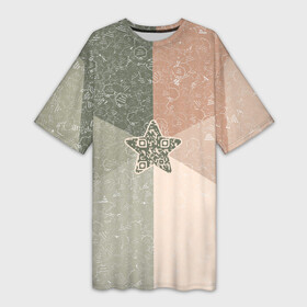 Платье-футболка 3D с принтом Звезда на фоне АПВ 6.1.2 в Тюмени,  |  | qr код | амулет | антивирус | антидепрессант | антистресс | баббл | всенормализол | выноска | звезда | иммуномодулятор | коллаж | мем | оберег | облачко с текстом | палитра | пентаграмма | розовый