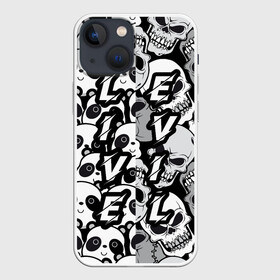 Чехол для iPhone 13 mini с принтом LivEvil в Тюмени,  |  | animals | black and white | evil | life | panda | popular print | skeleton | skull | top | trend | животные | жить | зло | панда | популярный принт | скилет | топ | тренд | череп | черно белый