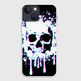 Чехол для iPhone 13 mini с принтом Мерцающий череп в Тюмени,  |  | day of the dead | drops | flowing | halloween | happy halloween | holiday | shimmering skull | splashes | брызги | день мертвых | капли | мерцающий череп | праздник | течет | хэллоуин