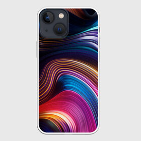 Чехол для iPhone 13 mini с принтом Цветные неоновые волны в Тюмени,  |  | colorful waves | digital art | neon stripes | rainbow | абстракция | волны красок | неоновые волны | неоновый узор | цветные волны | цветные полосы