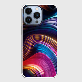 Чехол для iPhone 13 Pro с принтом Цветные неоновые волны в Тюмени,  |  | colorful waves | digital art | neon stripes | rainbow | абстракция | волны красок | неоновые волны | неоновый узор | цветные волны | цветные полосы