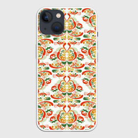 Чехол для iPhone 13 с принтом Хохломские узоры II (white) в Тюмени,  |  | паттерн | роспись | россия | узор | хохлома
